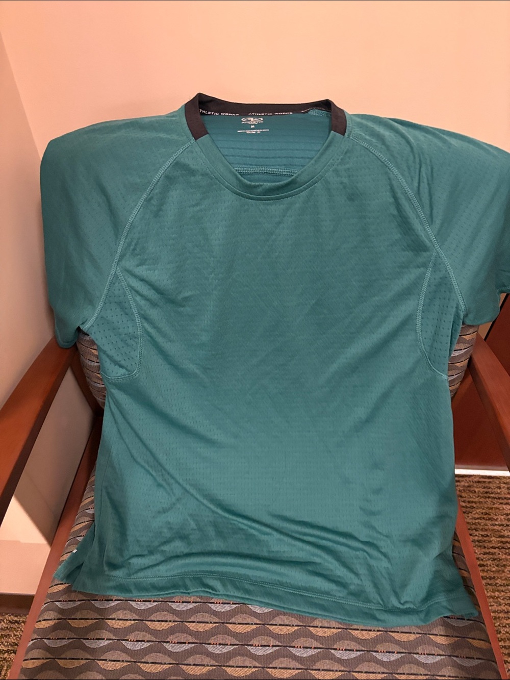 Athletic Works Teal Short Sleeve Performance Tee with Black Collar